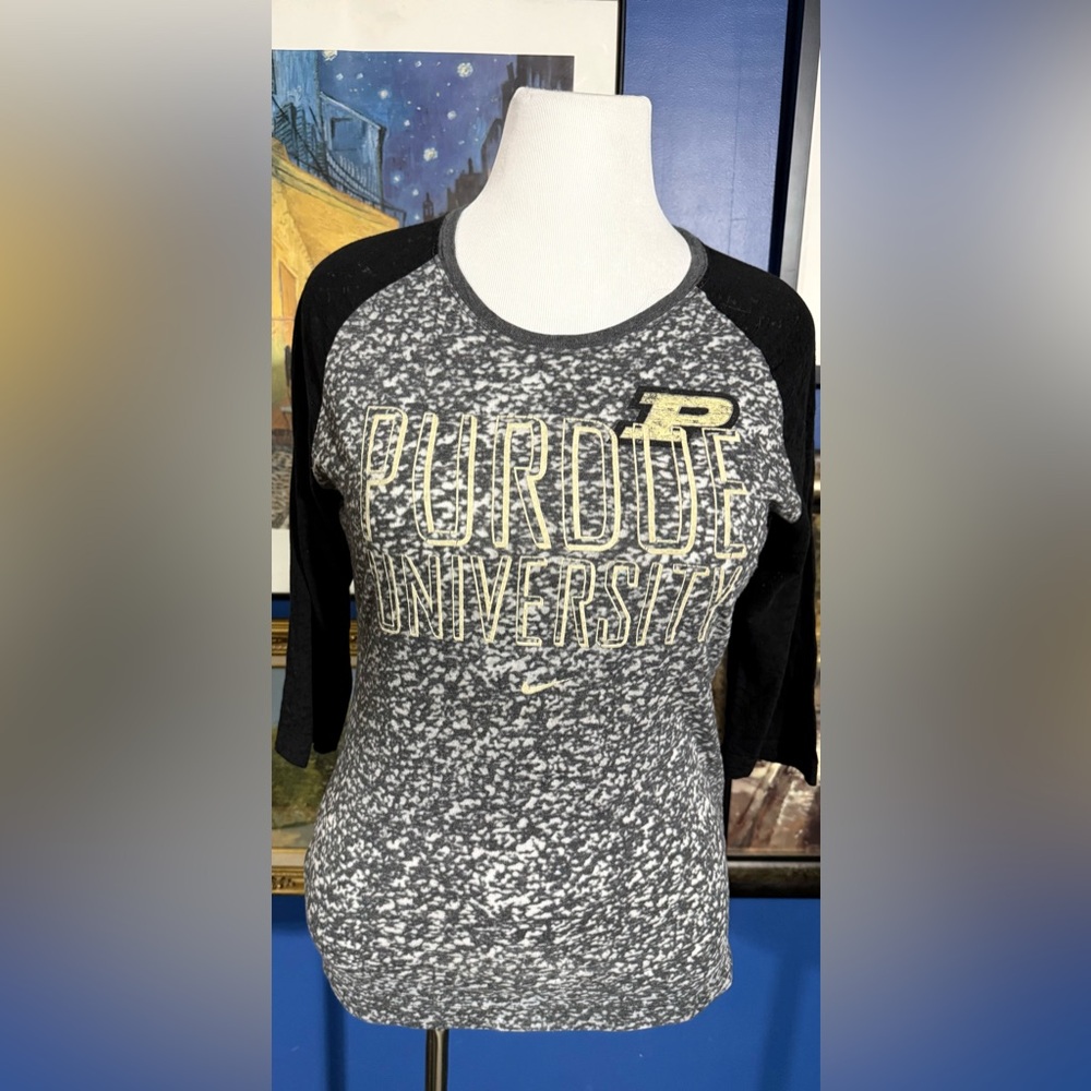 Nike Black and Gray Purdue University Long Sleeve Tee